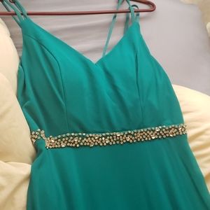 Aquamarine formal with teardrop beading